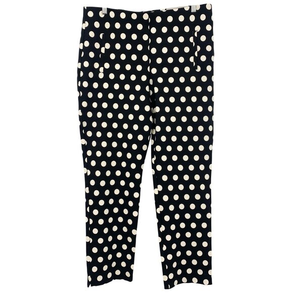 Chicos So Slimming Juliet Slim Leg Polka Dot Pants Size 12 Black White Rayon New - Picture 1 of 8